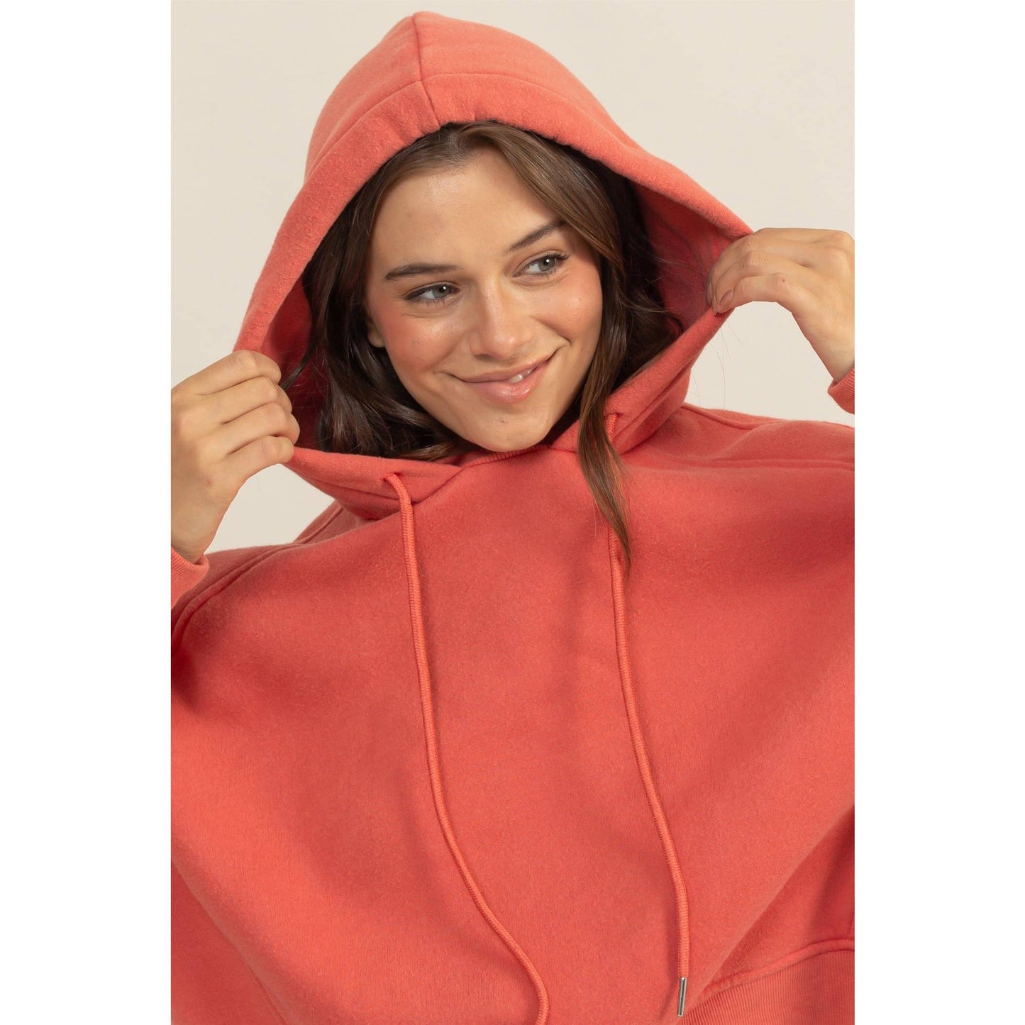 Coral Cropped Hoodie