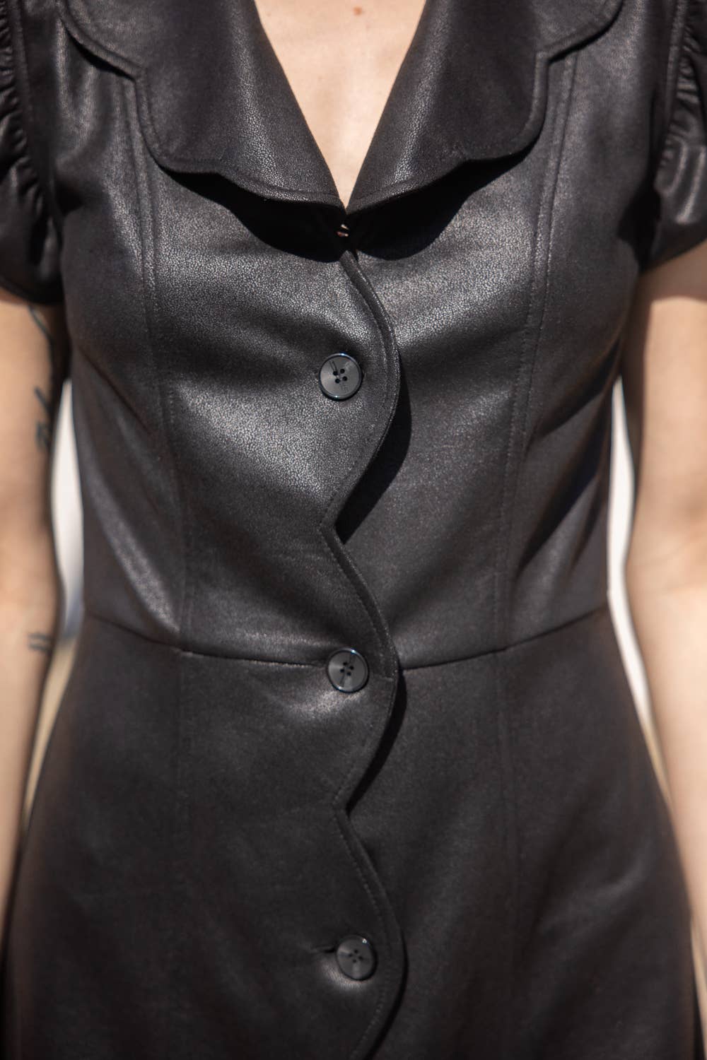 Vegan Leather Scalloped Dress