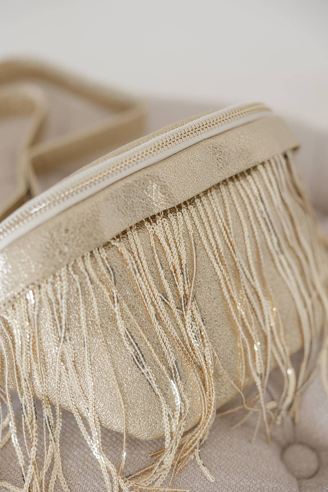 Metallic Removable Fringe Bum Bag : Gold