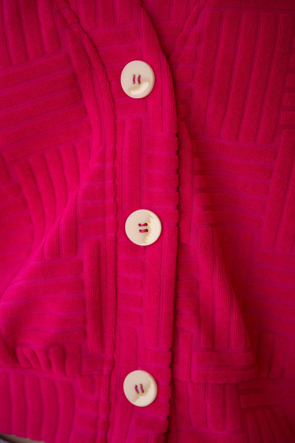 Button Front Textured Cardigan