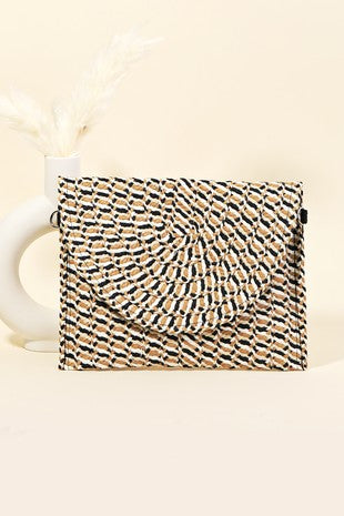 Natural Woven Clutch with Strap