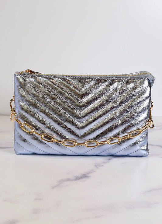 Sherman Quilted Crossbody METALLIC DENIM