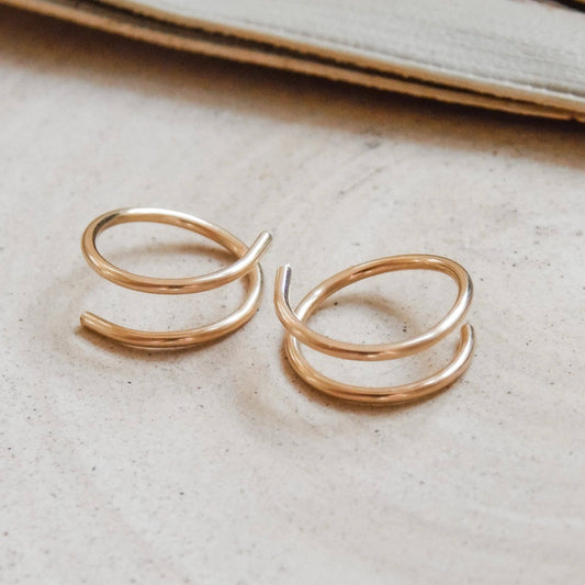 Twist-In Double Huggie Hoop Earrings -Gold