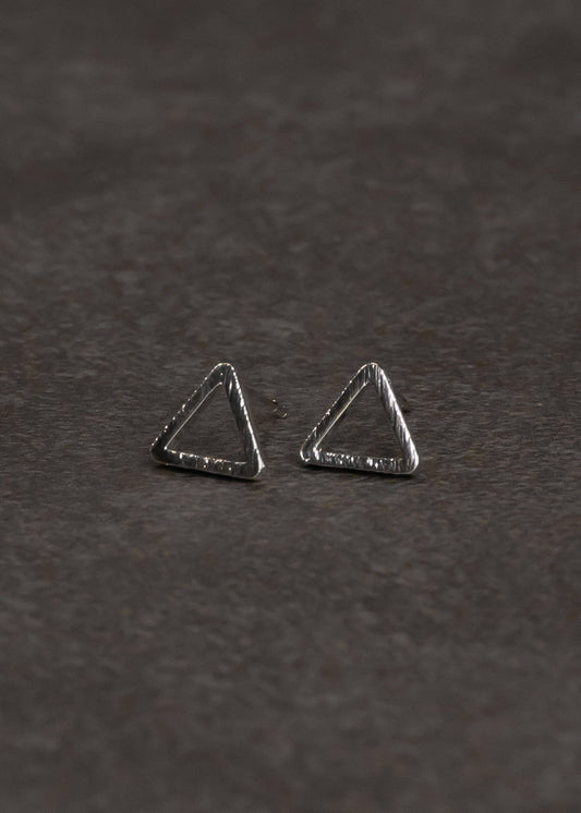 Silver Open Triangle Stud Earrings