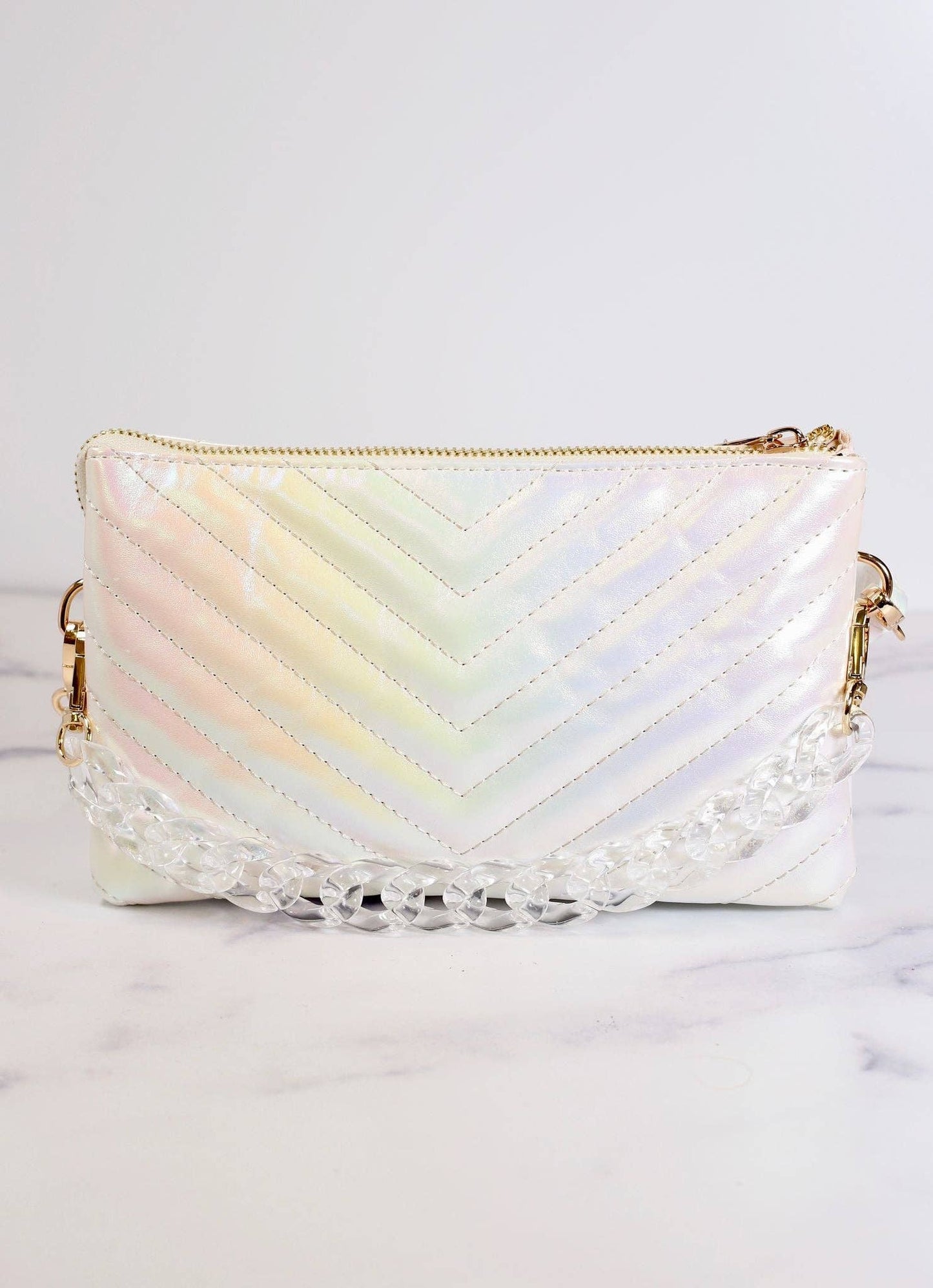 Sherman Quilted Crossbody- WHITE OPAL