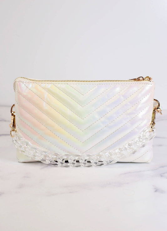 Sherman Quilted Crossbody- WHITE OPAL