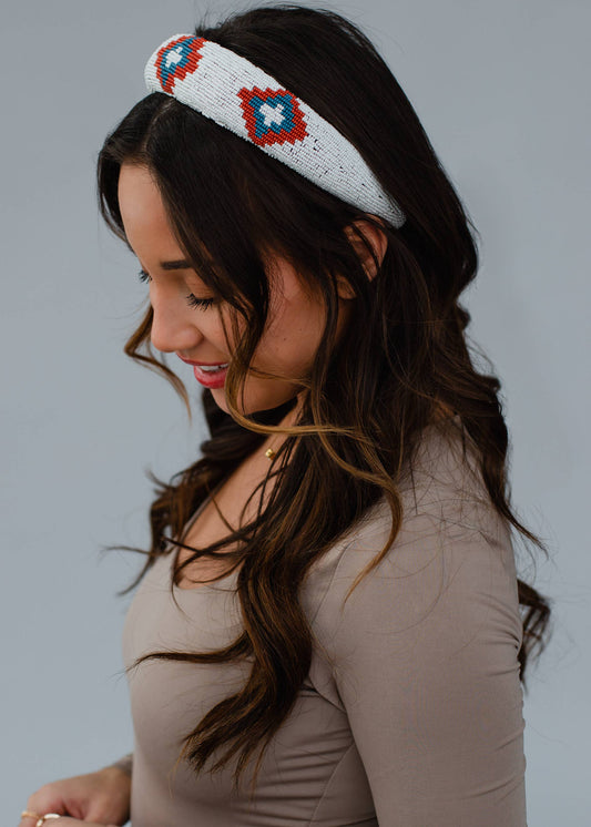 Red, White & Blue Beaded Headband