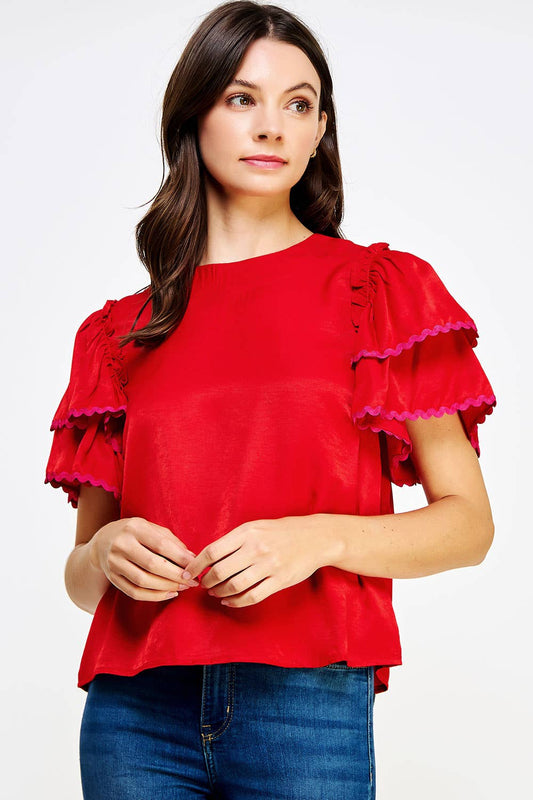 Tiered Short Sleeve Blouse