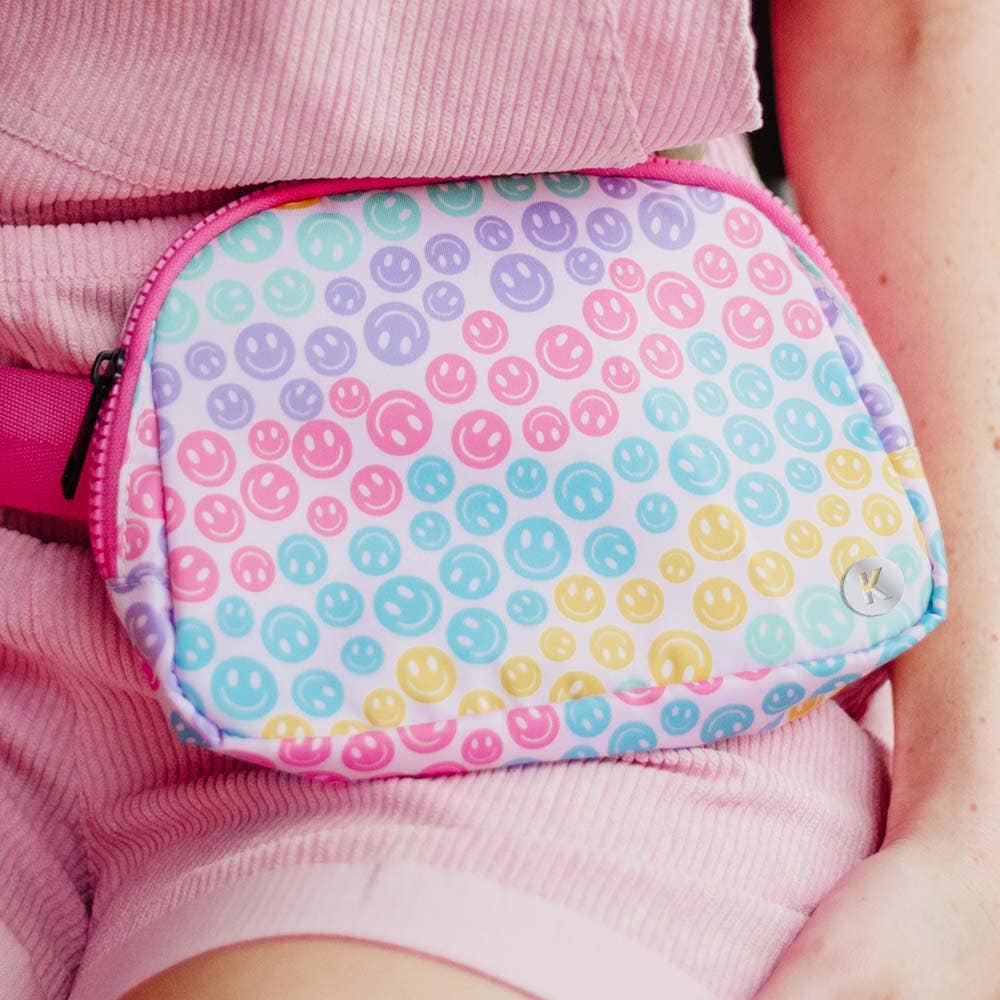 Pastel Happy Face Belt Bag