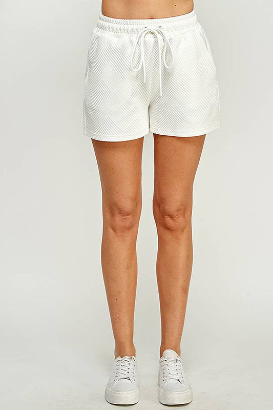 Quilted Shorts- White- FINAL SALE