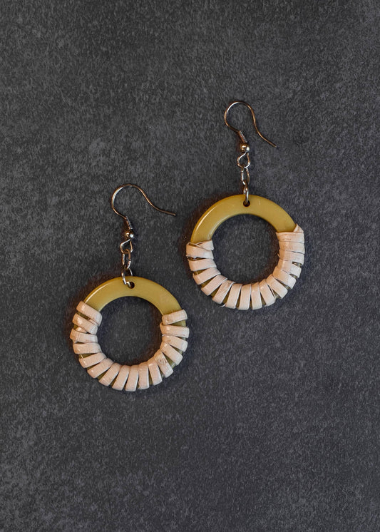 Acrylic Earrings w/ Wicker Wrapping