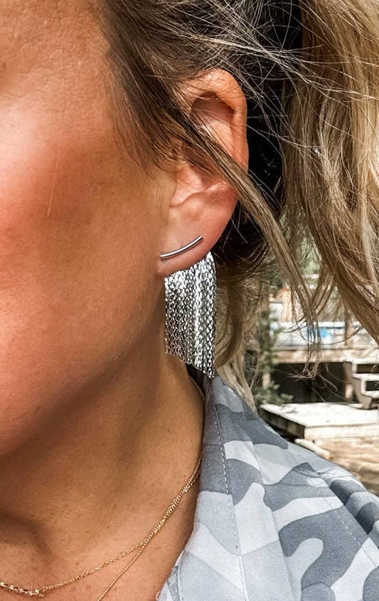 Vegas Fringe Earrings : SILVER