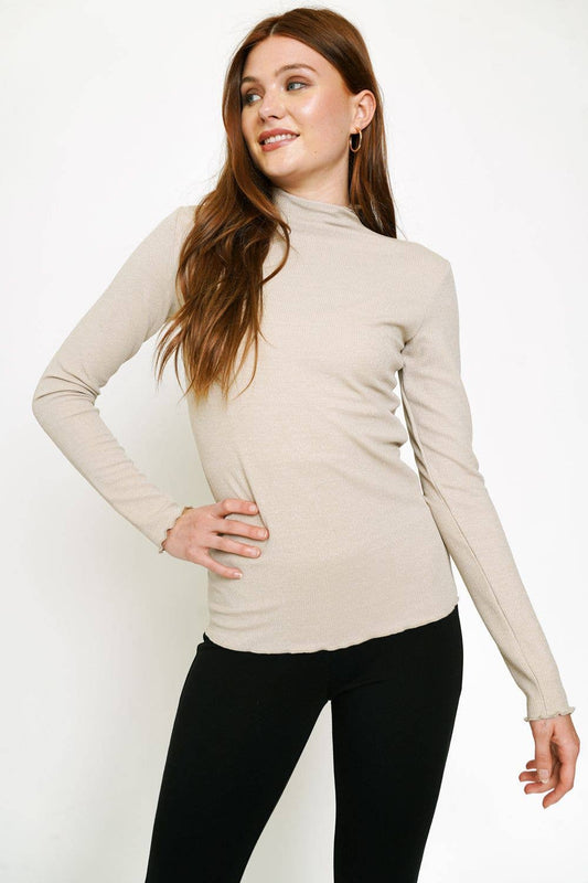 Stone Mock Neck Ribbed Top- FINAL SALE