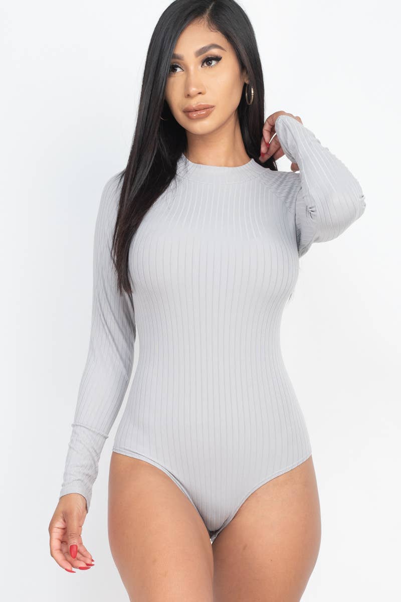 Mock Neck Ribbed Bodysuit