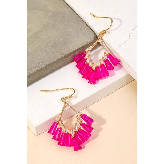 Fuchsia Glass Bead Earrings