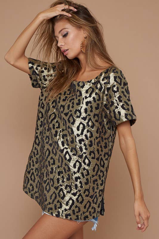 Leopard Foil Woven Top