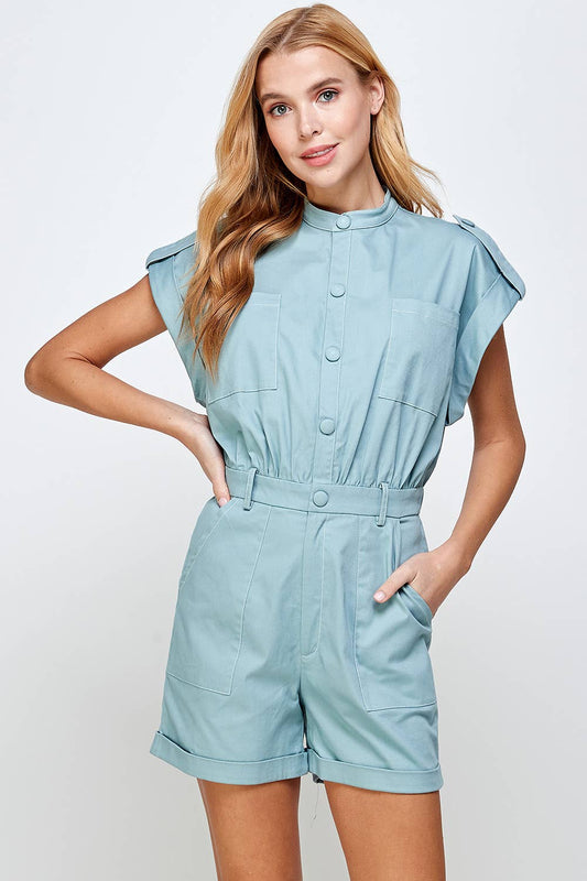 Button Me Up Romper- FINAL SALE