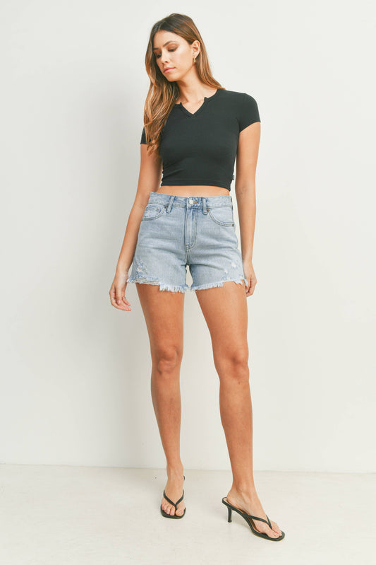 High Rise Hem Detail Short- FINAL SALE