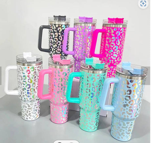 Holographic Leopard Tumbler