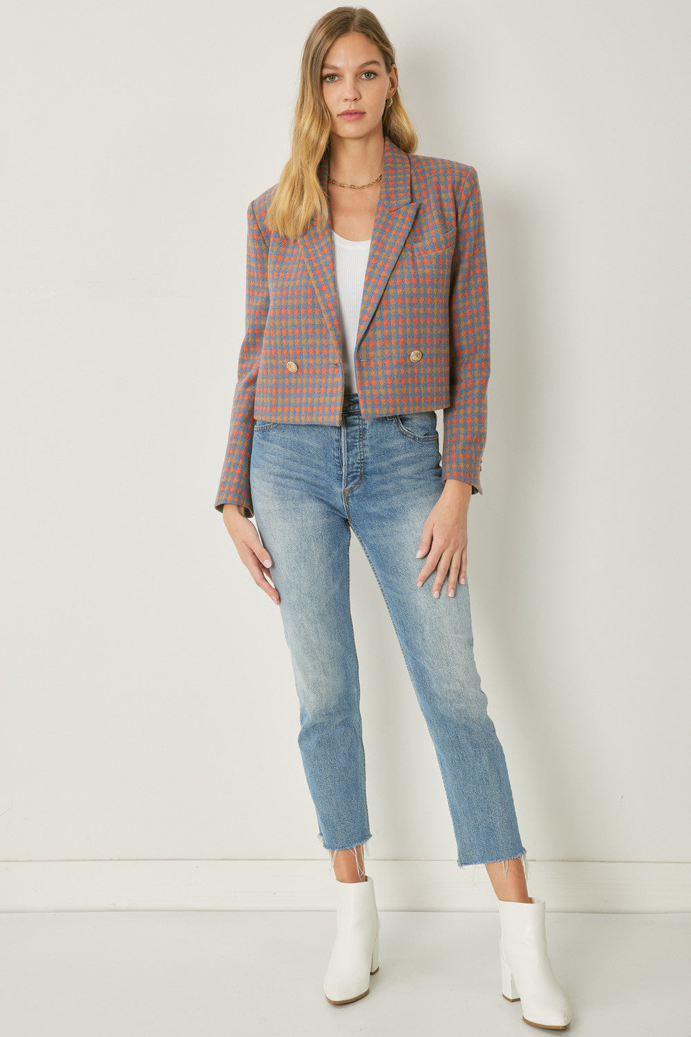 Camel Plaid Blazer-FINAL SALE