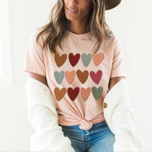 Valentines Heart Tee- Peach